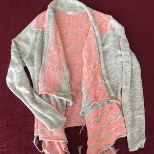 Grey and pink pancho style cardigan